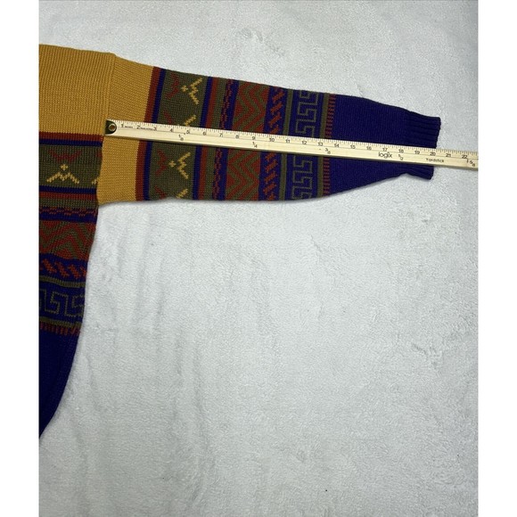 Vintage The Mens Store at Sears Aztec Tribal Grandpa Knit Sweater Size Medium - Picture 6 of 7